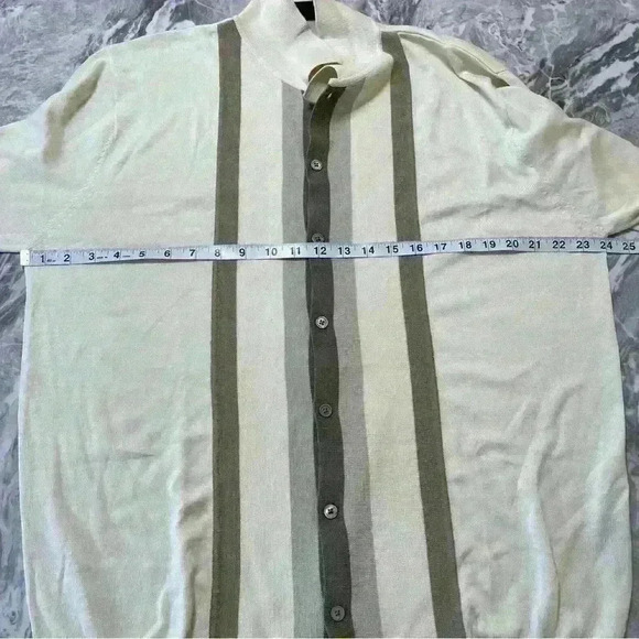 WfF men's retro style striped long sleeve button front open cardigan Silk XL New - Picture 5 of 8